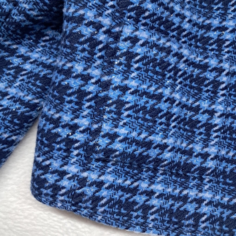 NWT J. Crew Factory Check Tweed Lady Jacket Women's 14 Crop Blue Gold Shimmer - Picture 12 of 16